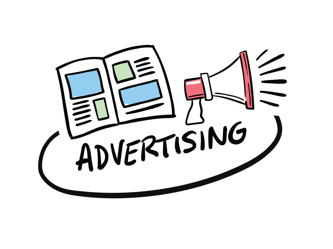 Transparent Megaphone and Newspaper Illustrating Advertising Concept