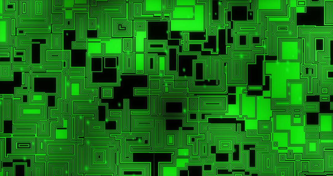 Futuristic Green Circuit Board with Digital Patterns