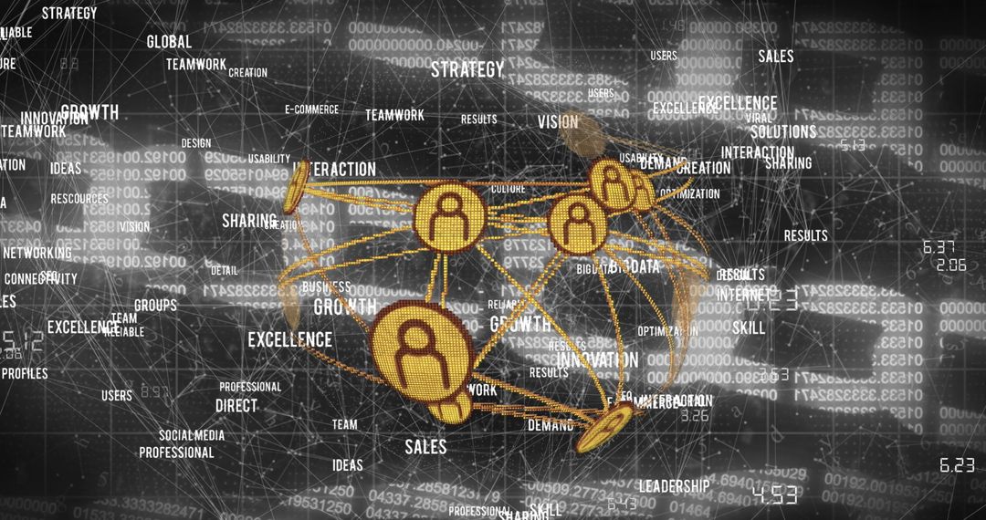 Abstract Digital Network with Global Connections Overlay