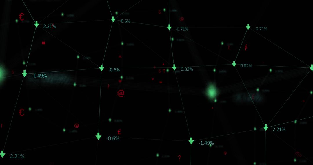 Digital Interface with Arrows and Data Visualizations on Black Background