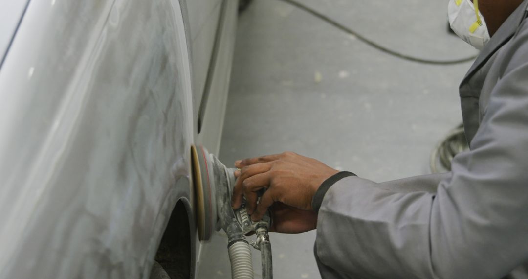 Mechanic Polishing Car in Auto Repair Shop - Free Images, Stock Photos and Pictures on Pikwizard.com