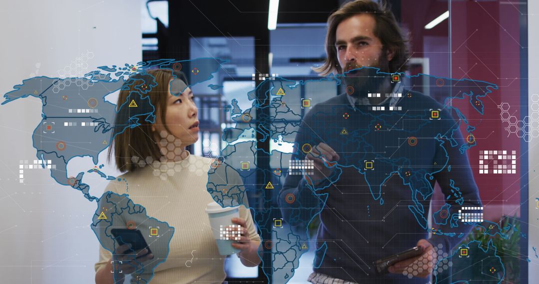 Global Business Partnership with Digital Network Visualization