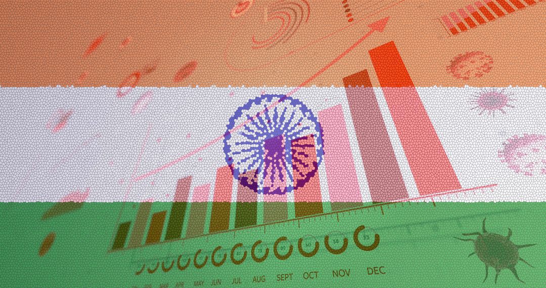 Indian Flag with COVID-19 Statistics and Graph Elements - Free Images, Stock Photos and Pictures on Pikwizard.com