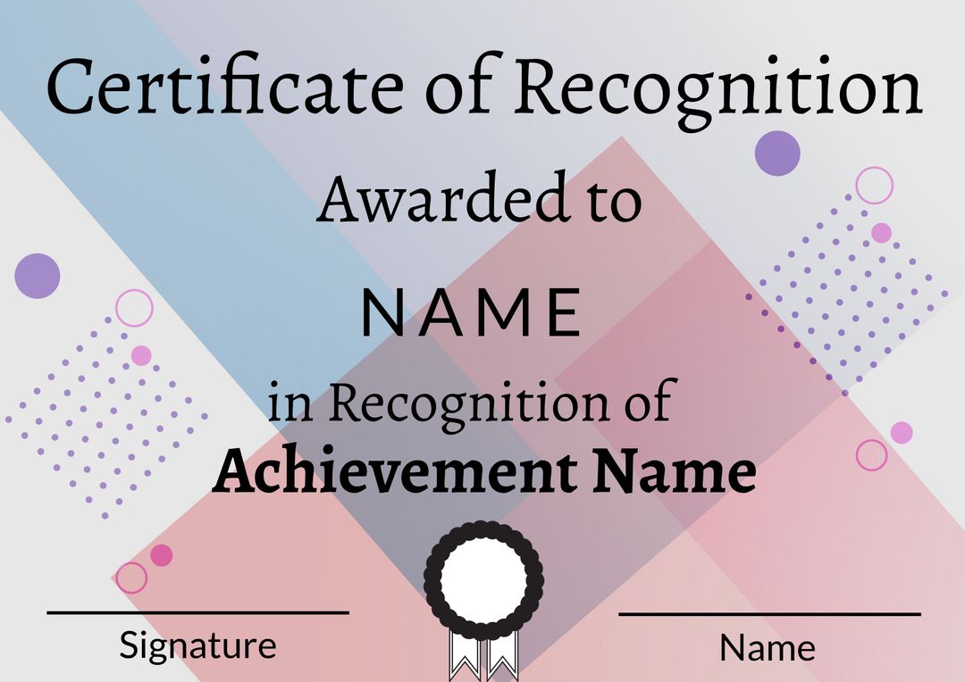 Modern Geometric Certificate of Recognition Template for Customizable Awards - Download Free Stock Templates Pikwizard.com