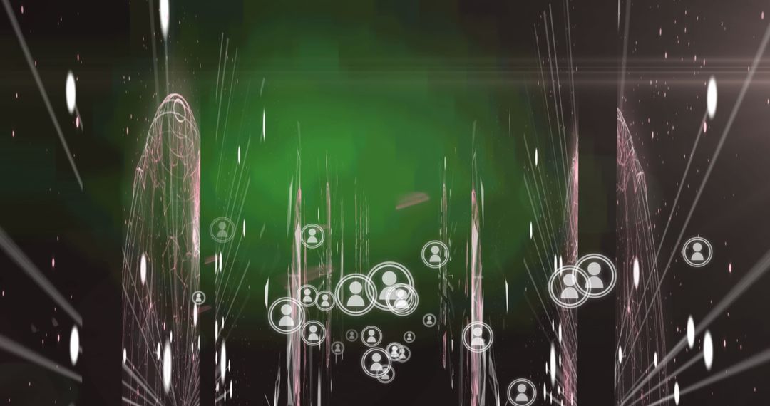 Abstract Network with Media Icons and Green Background