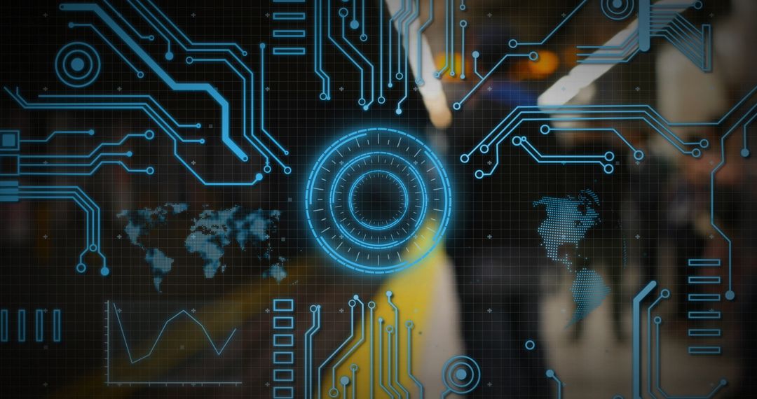 Digital Interface Concept with Scanning and Network Graphics