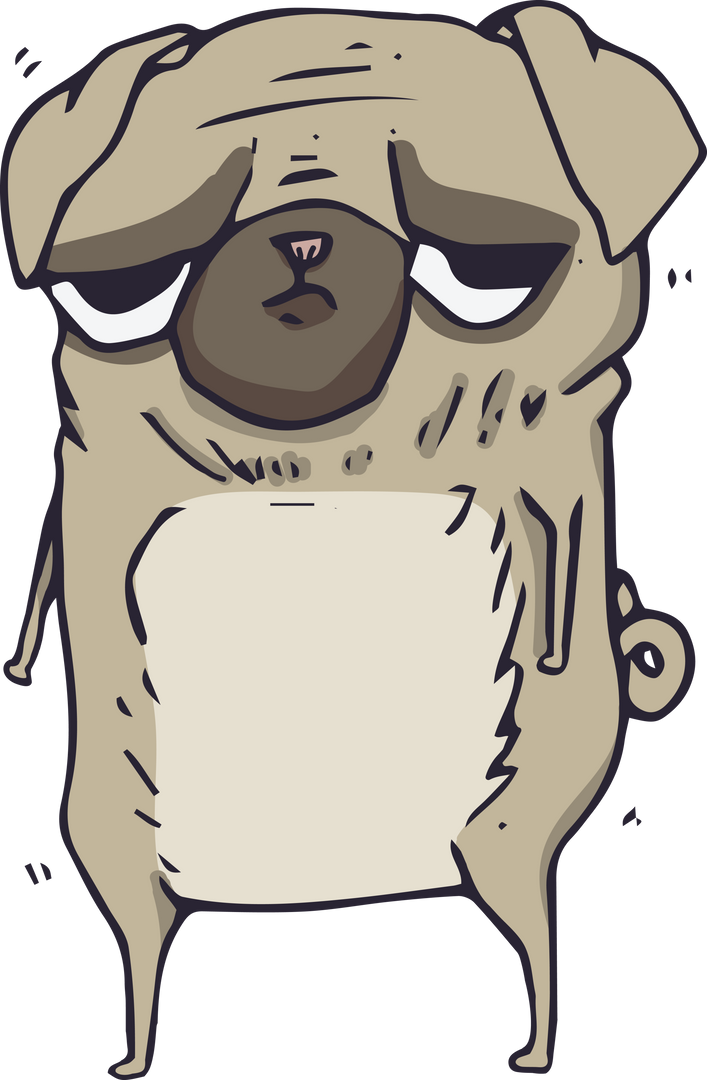 Digital Illustration of Sad Cartoon Pug with Transparent Background - Download Free Stock Images Pikwizard.com