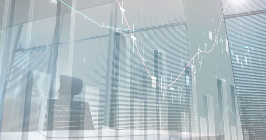 Financial Data Analysis Overlay on Modern Office Scene