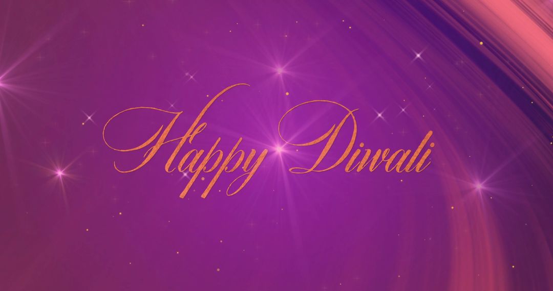 Elegant Happy Diwali Text on Purple Starry Background