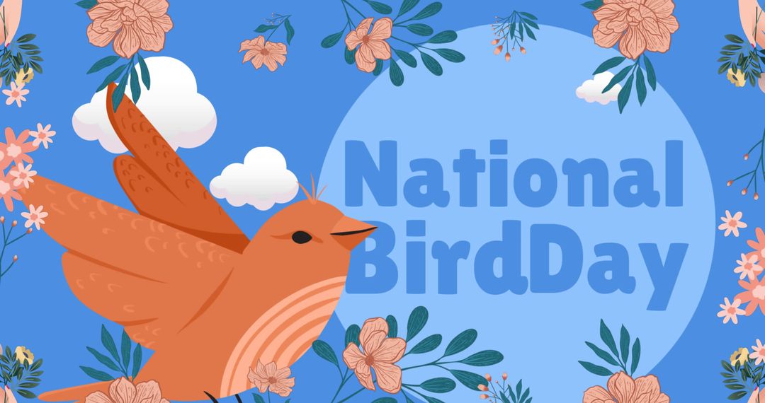 National Bird Day Celebration Design with Bird and Floral Icons - Free Images, Stock Photos and Pictures on Pikwizard.com