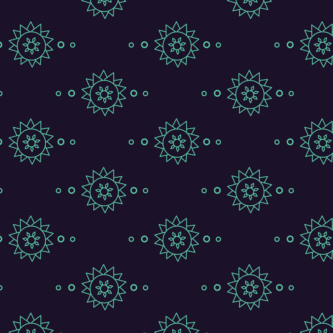 Stylized Floral Imprint Repeating Pattern on Transparent Background