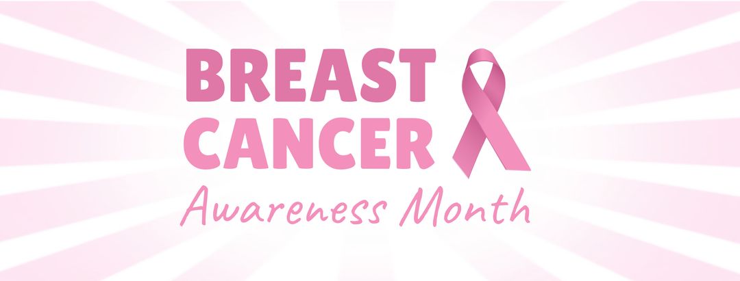 Breast Cancer Awareness Month Banner with Pink Ribbon and Sunburst Background - Download Free Stock Templates Pikwizard.com