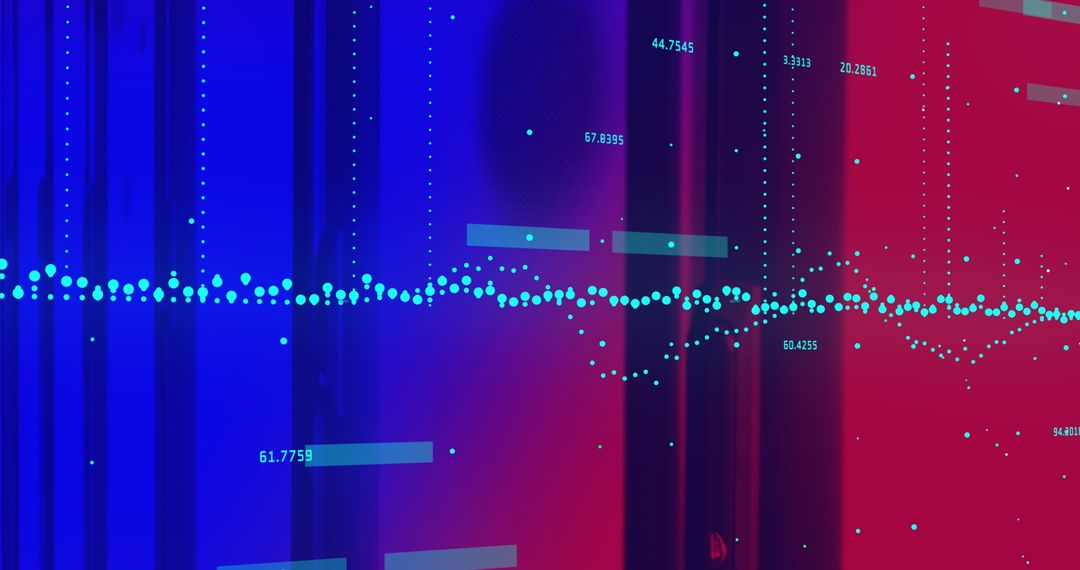 Abstract Data Processing Background on Blue and Red Gradient