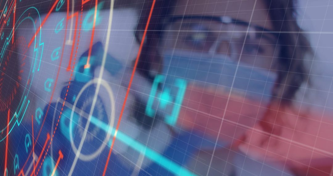 Female Scientist in Laboratory with Futuristic Digital Interface