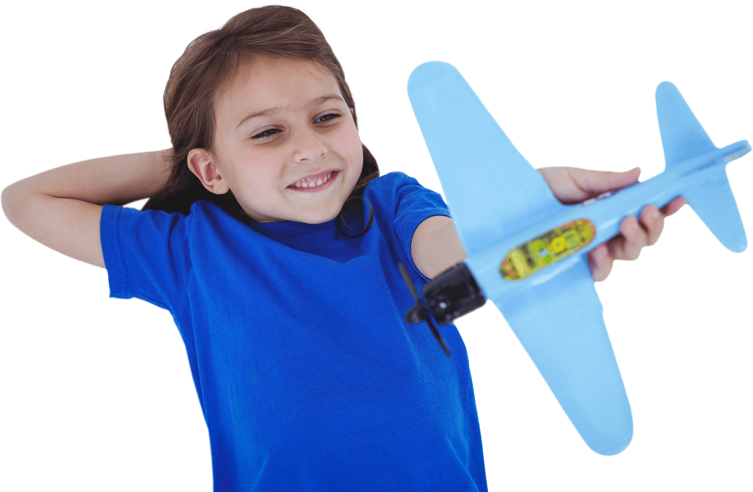 Transparent Joy of Child Playing with Toy Airplane