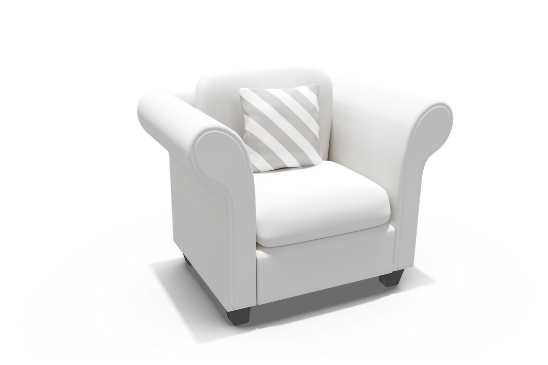 Modern White Armchair with Cushion Transparent Background 3D Render - Download Free Stock Images Pikwizard.com