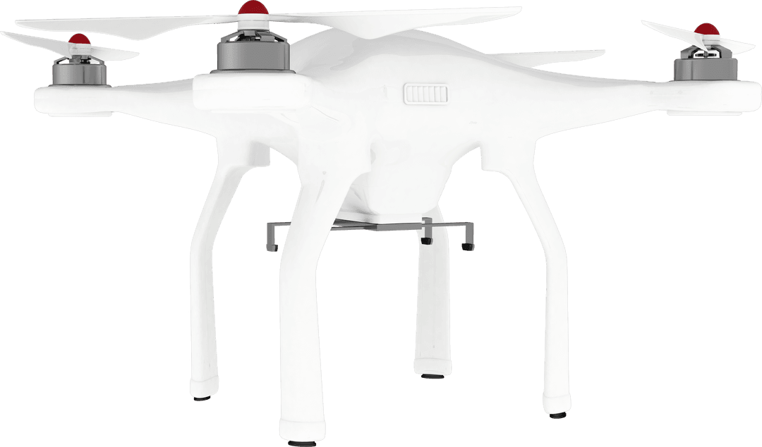 Transparent White Quadcopter Drone from Side View