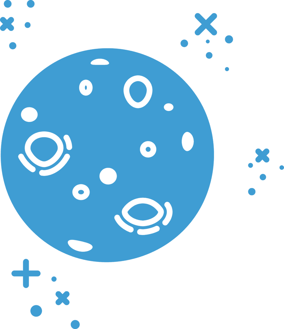 Blue Moon with Stars on Transparent Background for Astrology Themes