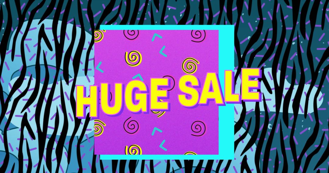 Retro Huge Sale Banner with Vibrant Zebra Print Background - Free Images, Stock Photos and Pictures on Pikwizard.com