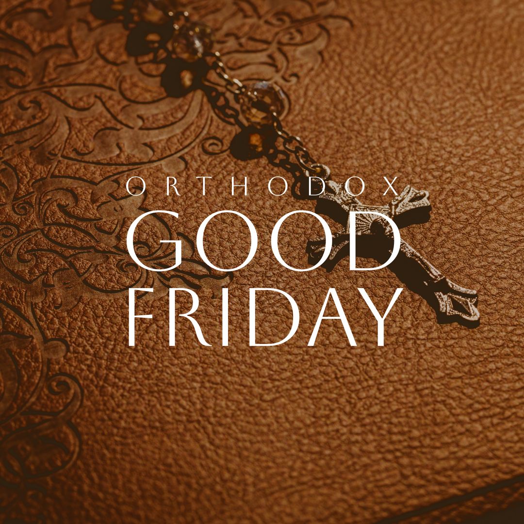 Orthodox Good Friday Cross on Bible Background