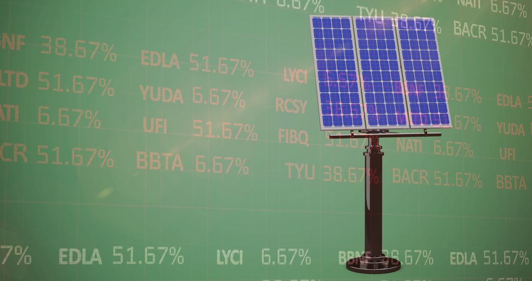 Solar Panel Against Digital Stock Market Display Background