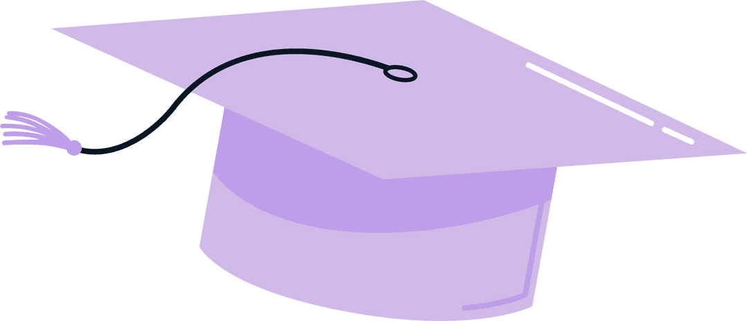Flat Design Lavender Graduation Cap on Transparent Background