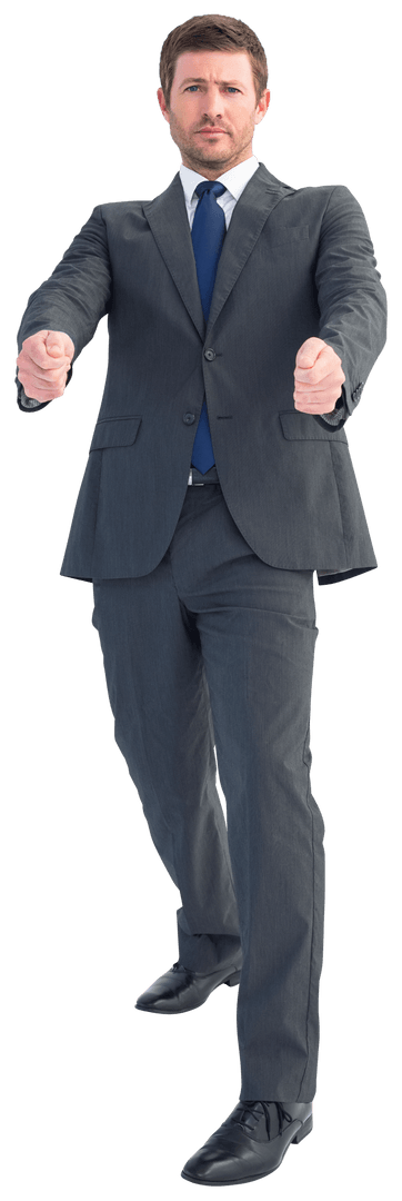 Confident Businessman with Hands Out Transparent Background