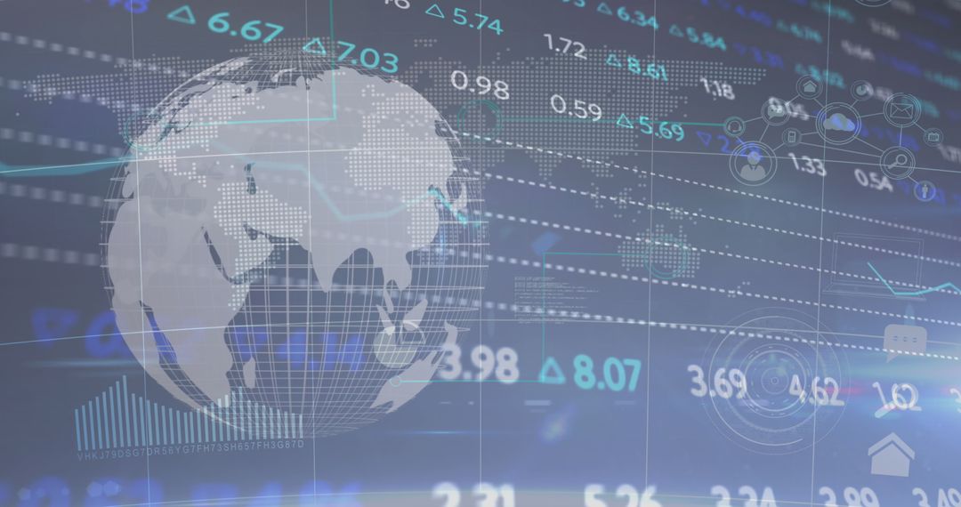 Global Financial Data with Digital Interface Overlay