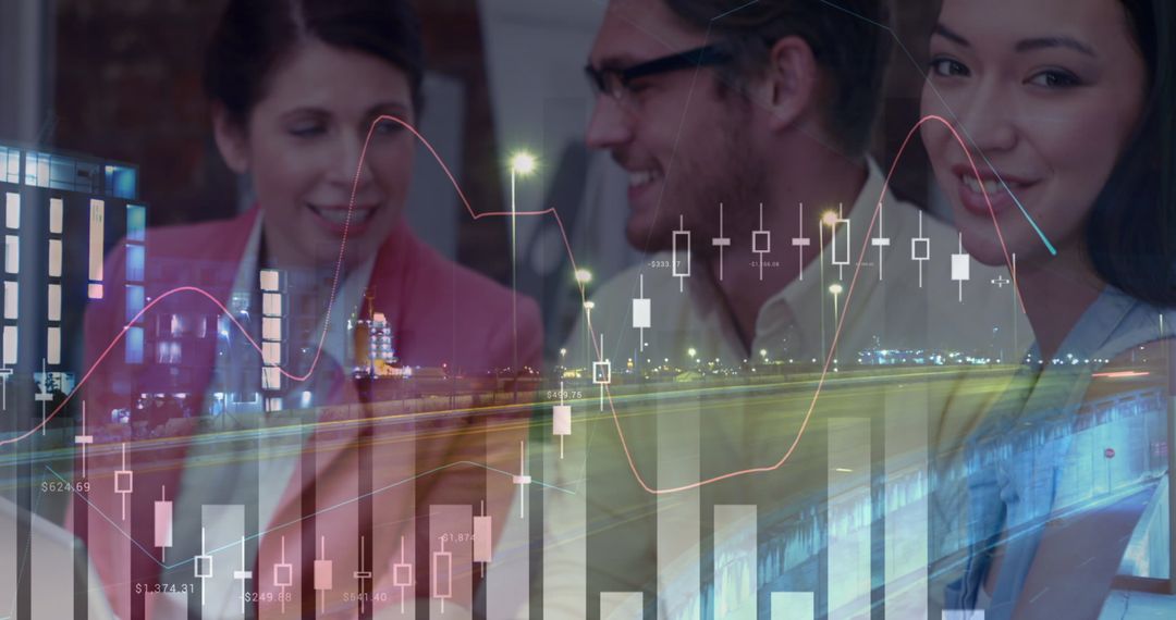 Business Team Analyzing Financial Data with Growth Graphs