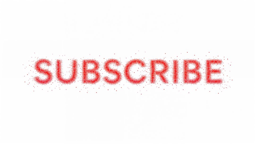 Red Stippled SUBSCRIBE Typography on White Canvas, Minimalist High-Contrast Call-to-Action