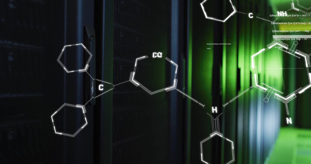 Digital Molecules Illustrating Modern Data Processing in Server Environment