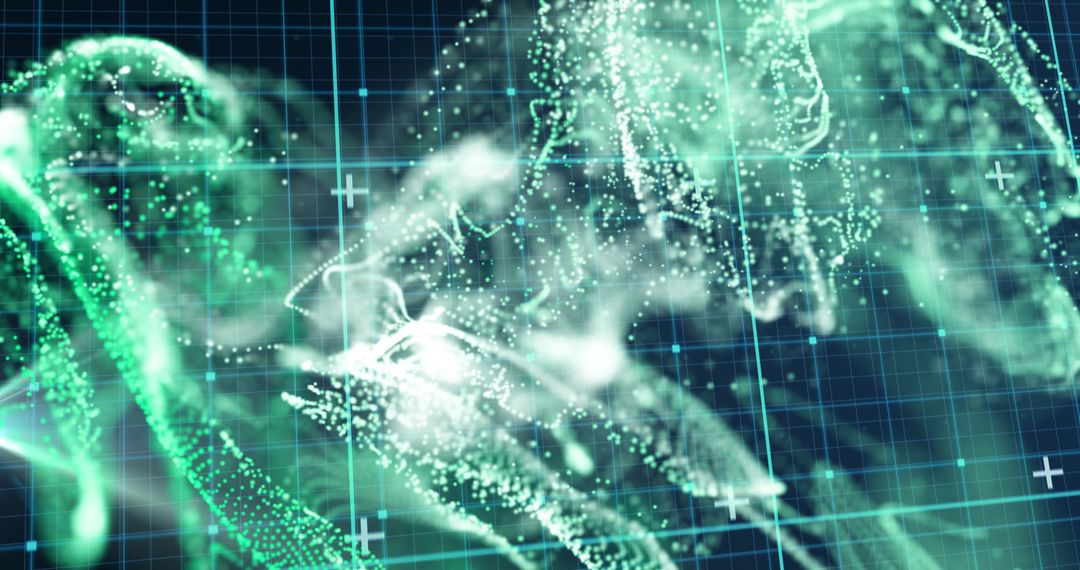 Futuristic Particle Motion with Digital Grid Background