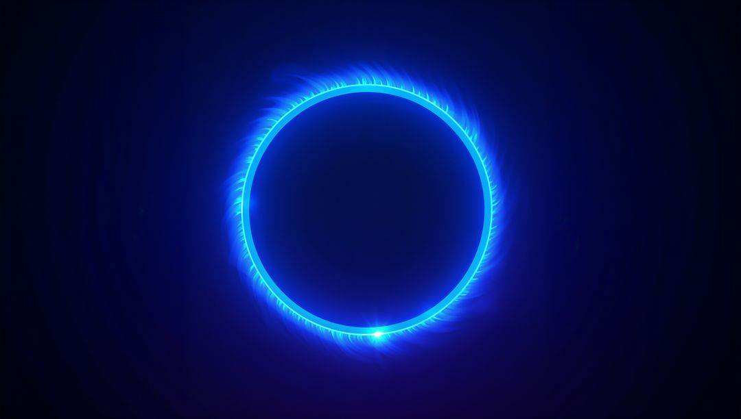 Pulsing Electric Blue Neon Ring with Radiant Filaments and Futuristic Portal Glow