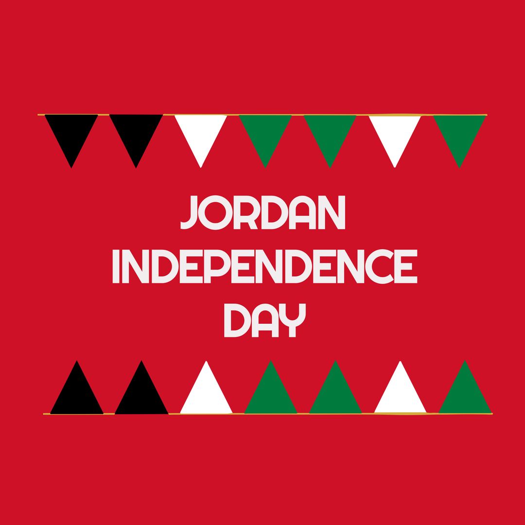 Jordan Independence Day Celebration Design Bunting Red Background