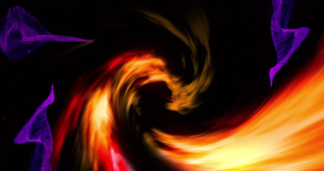 Dynamic Abstract Waves of Orange and Purple Energy