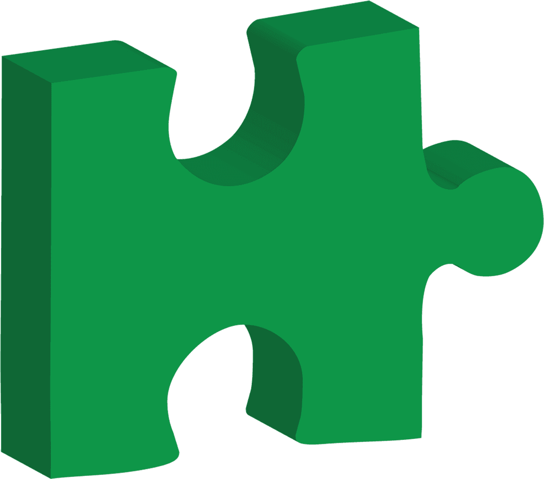 Transparent Green Puzzle Piece Isolated on White