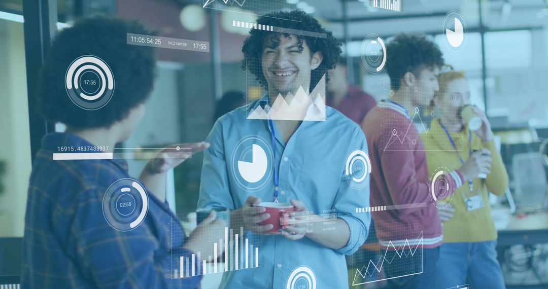 Team Collaboration with Data Analytics in Modern Office Environment