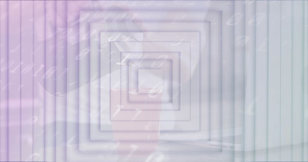 Layered Abstract Design with Concentric Squares and Number Overlay