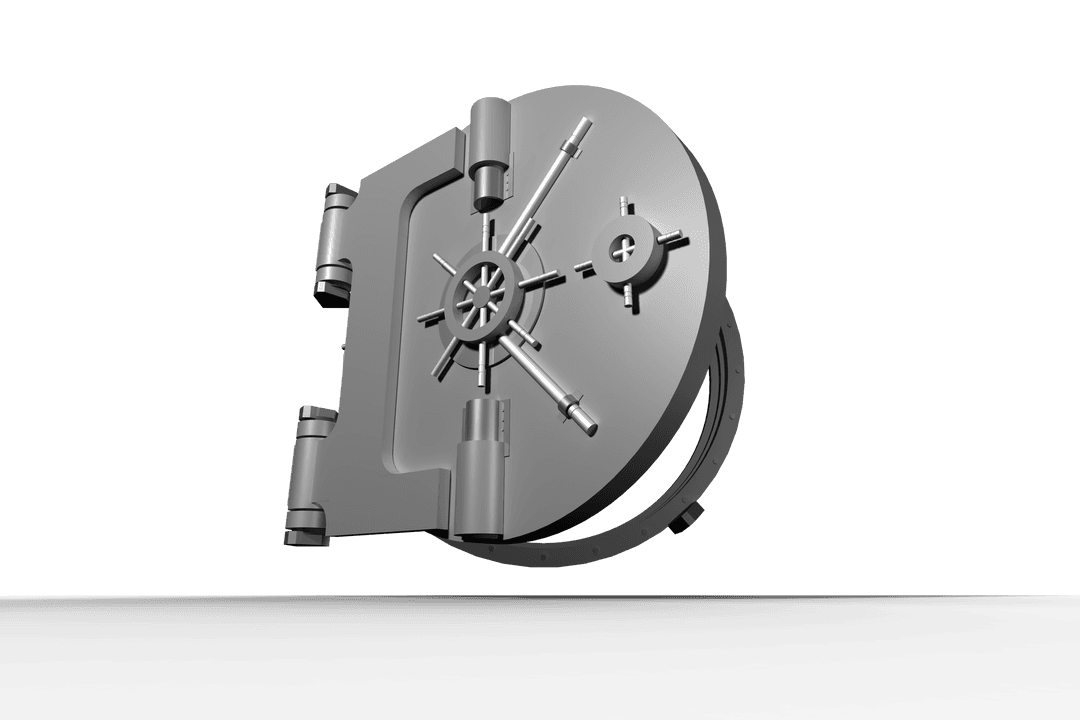 Digital Illustration of Silver Vault Door on Transparent Background