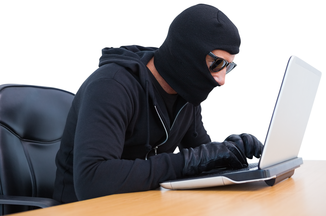 Cybersecurity Threat, Computer Hacker in Black Attire with Sunglasses Using Laptop - Download Free Stock Images Pikwizard.com