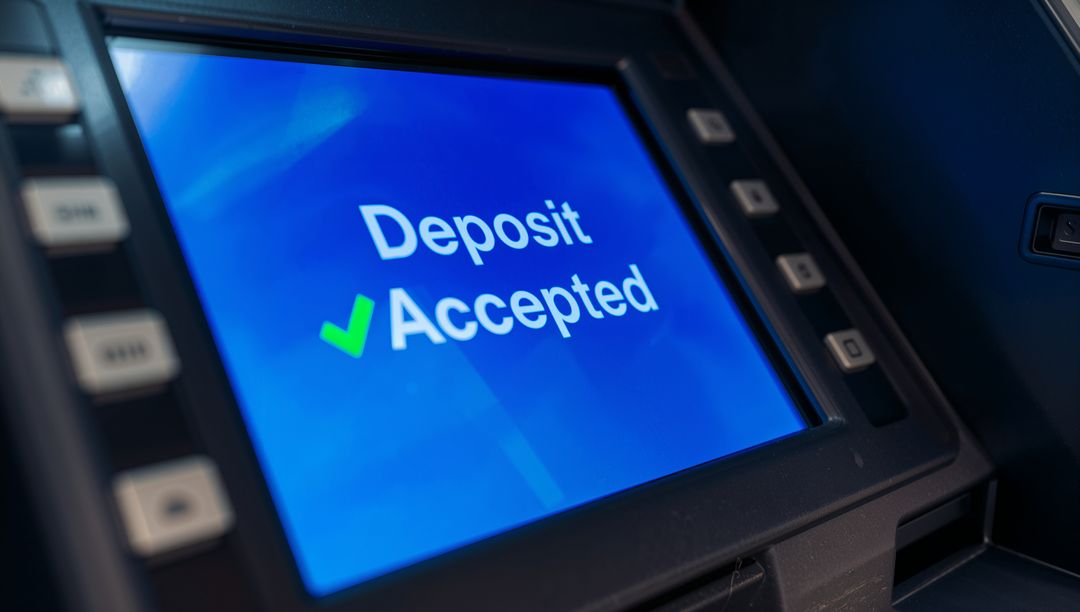 ATM Screen Showing Successful Deposit Confirmation