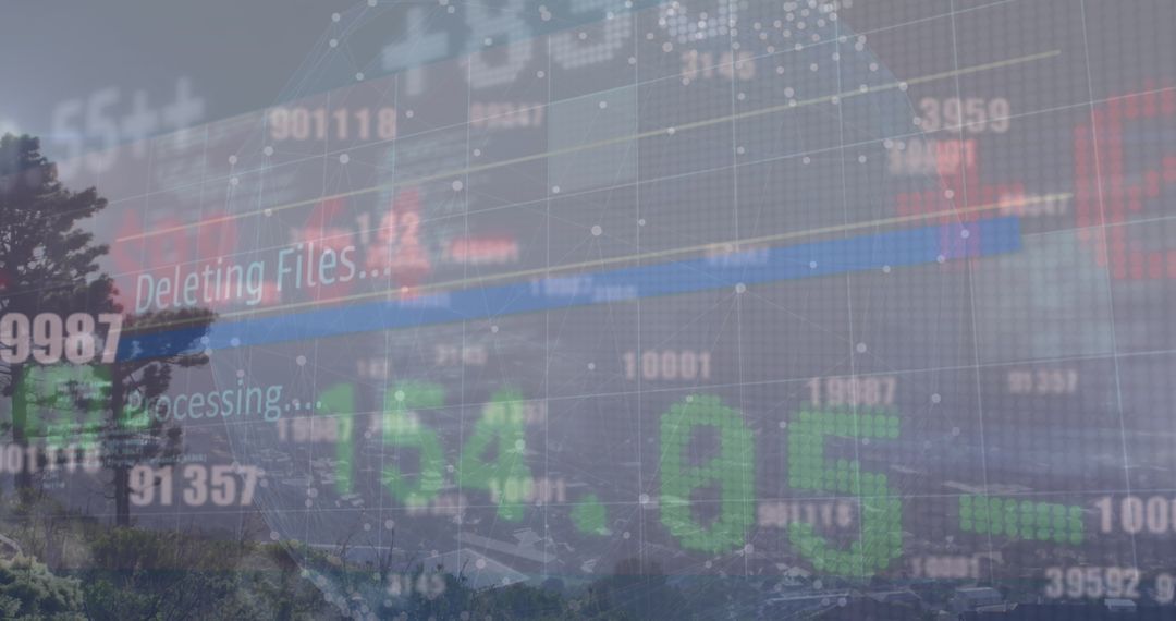 Futuristic Digital Interface Overlay on Urban Landscape