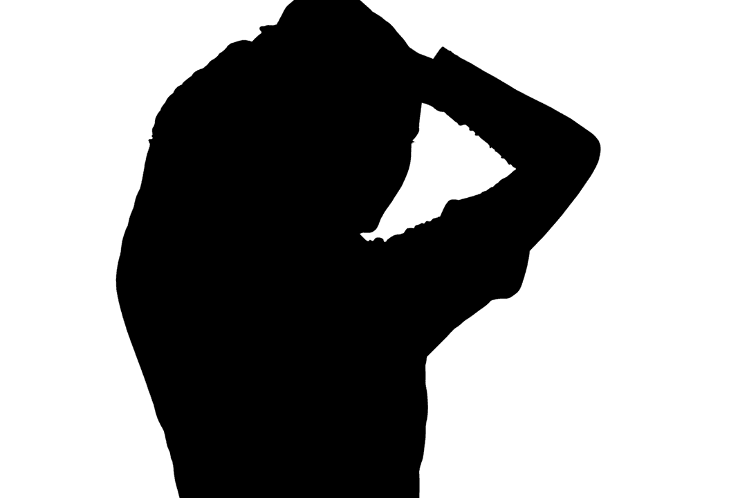 Empowered Silhouette of Woman Holding Head on Transparent Background