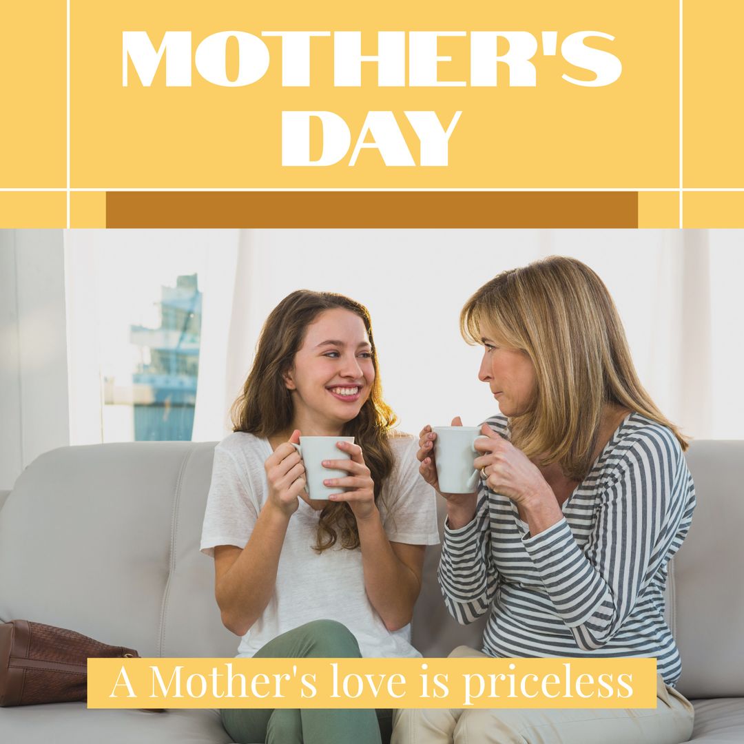 Mother and Daughter Enjoying Coffee Together on Mother's Day