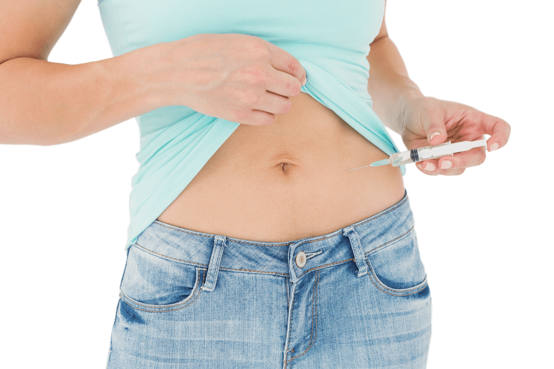 Person Administering Subcutaneous Injection with Transparent Background