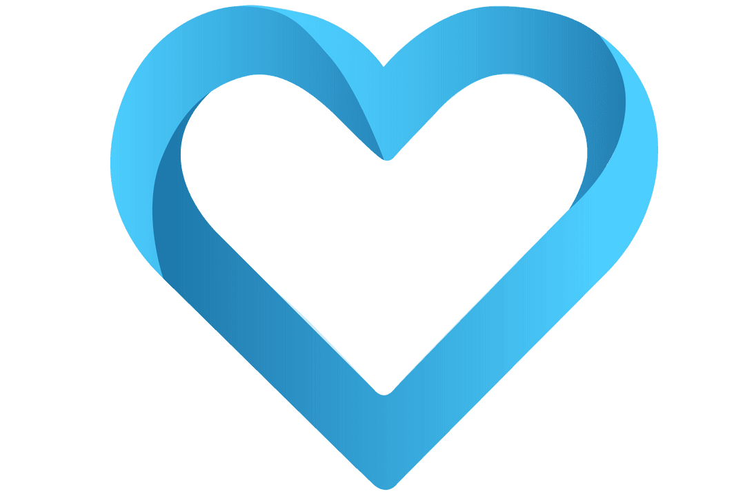 3D Blue Heart Illustration on Transparent Background for Love Concept