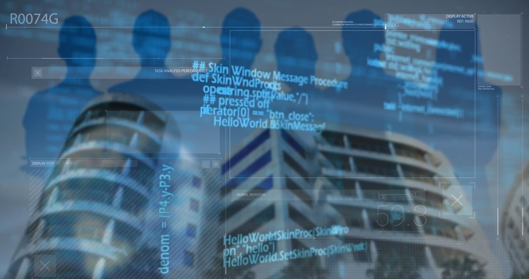 Abstract Digital Data and Cityscape Overlay for Global Business Concept