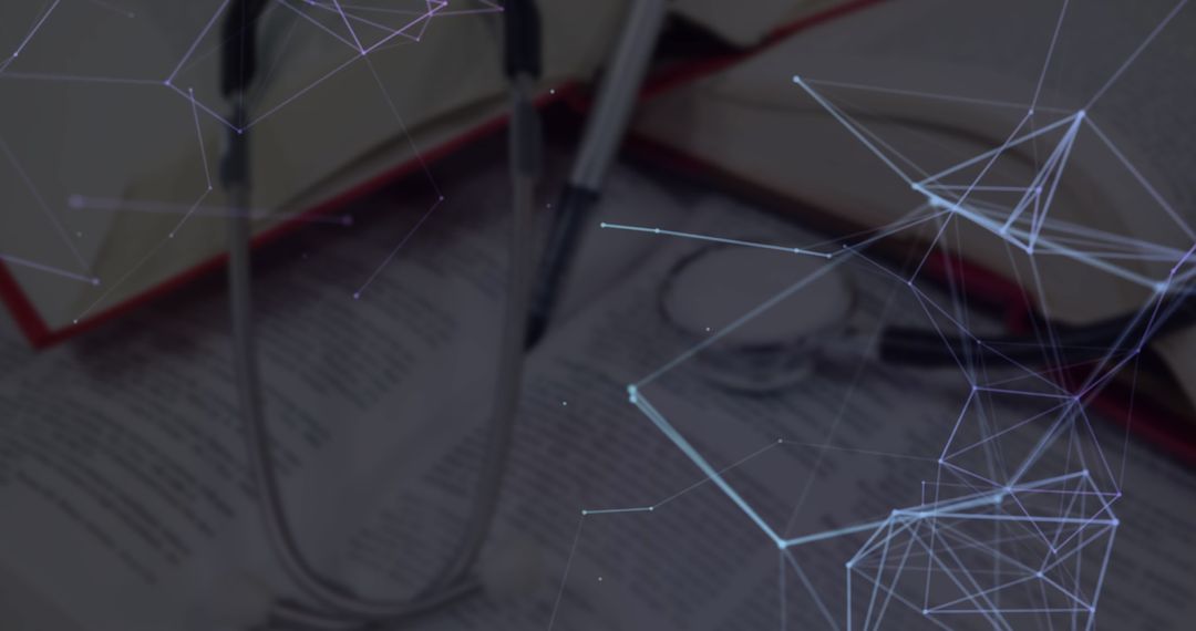 Network Connections Overlaying Medical Textbooks with Stethoscope