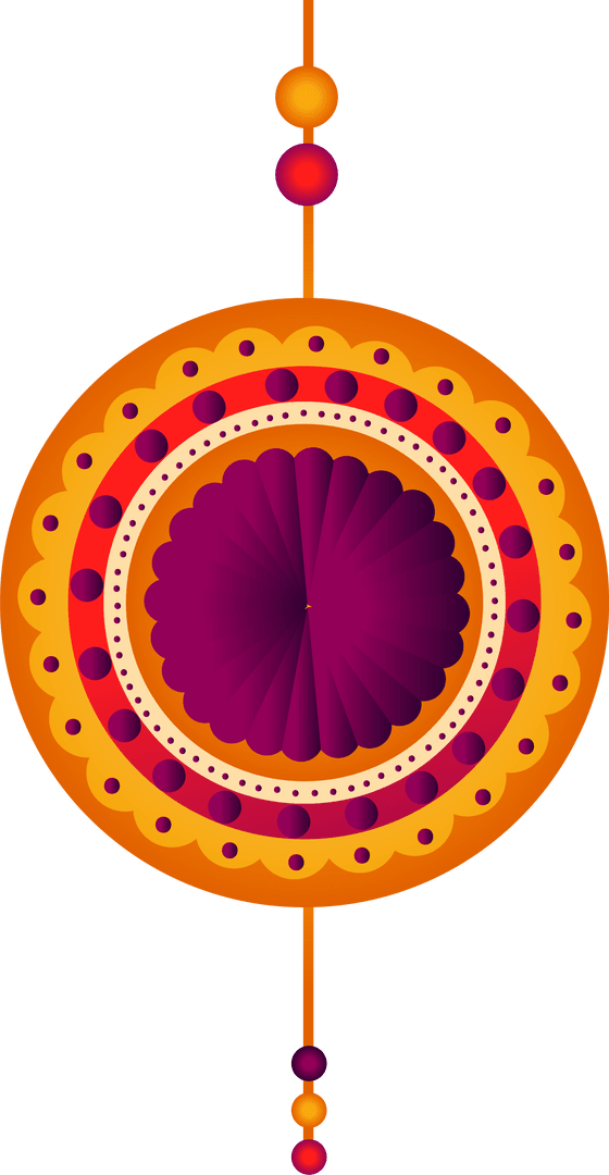 Colorful Hanging Anthemion Motif on Transparent Background