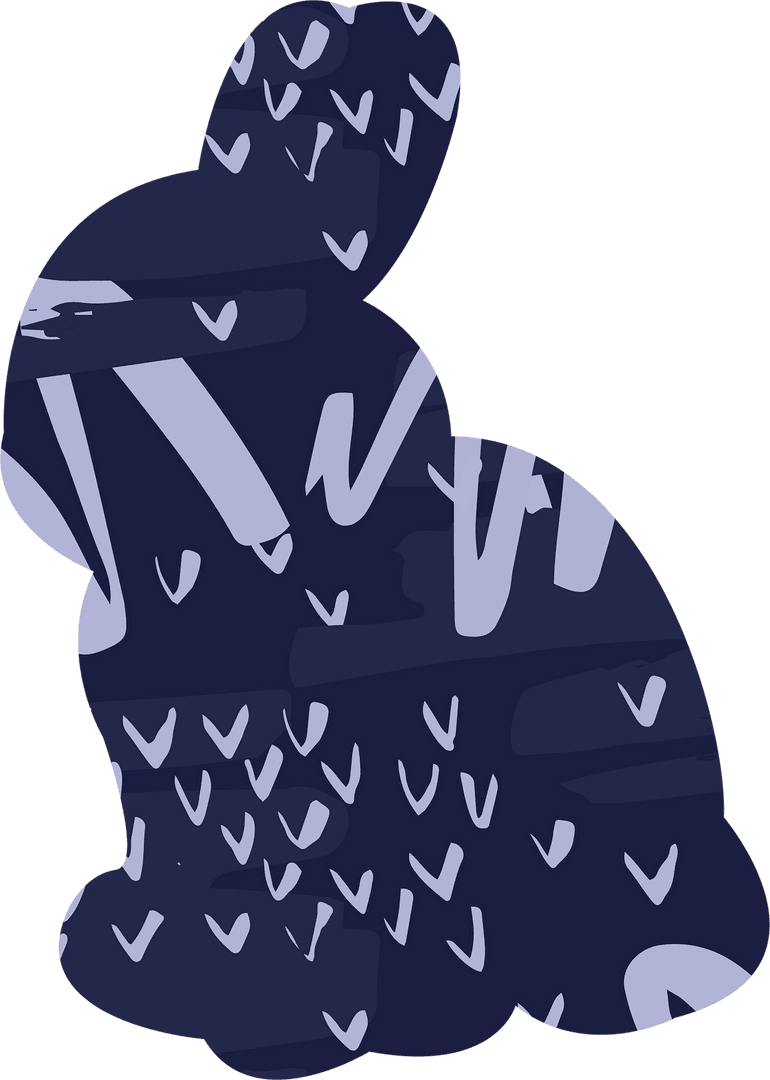 Decorative Grey Easter Rabbit Silhouette on Transparent Background